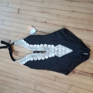 Black and lace one piece size small